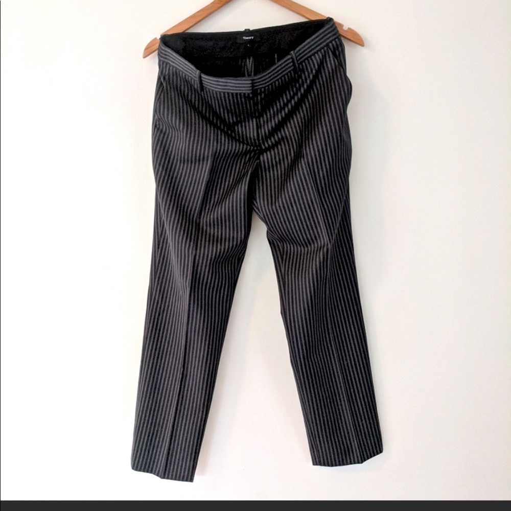Theory Stripe Knit Cropped Tailored Trouser